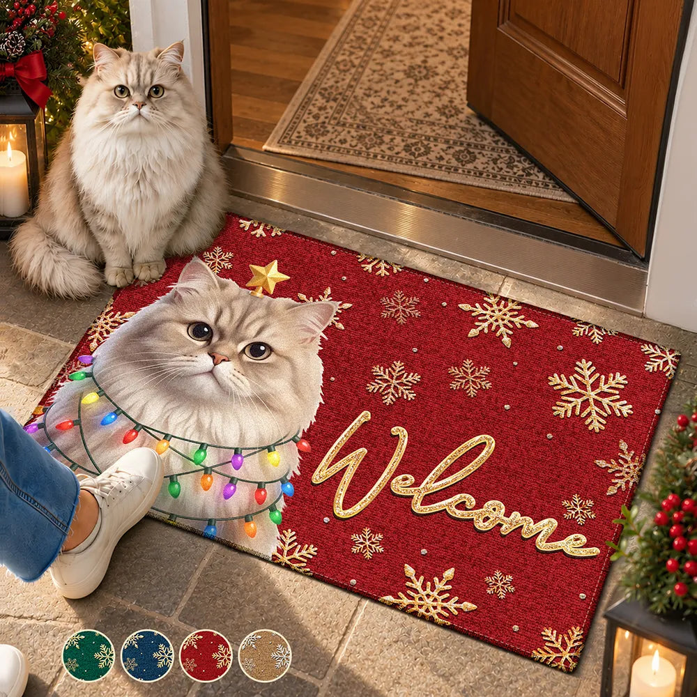 Top Market,Art Design,Christmas,Dog Lovers,Pet Lovers,Photo - Christmas Accessories 3D Cartoon Pet,Happy - Custom Photo 3D Christmas Themed Pet Dog Pet Lovers Snowflake Christmas - Personalized Doormat