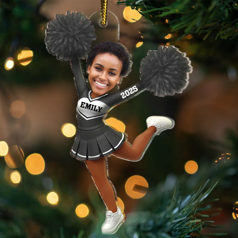 Gift For Yourself, Gift For Women, Happy, Christmas, Custom Photo - Custom Photo 3D Effect Cheerleader - Personalized Custom Shaped Acrylic Ornament