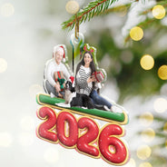 Christmas,Custom Photo,Cozy,Family,Remove BG Photo - Custom Photo 3D Effect Christmas Family Gathered Together - Personalized Custom Shaped Acrylic Ornament