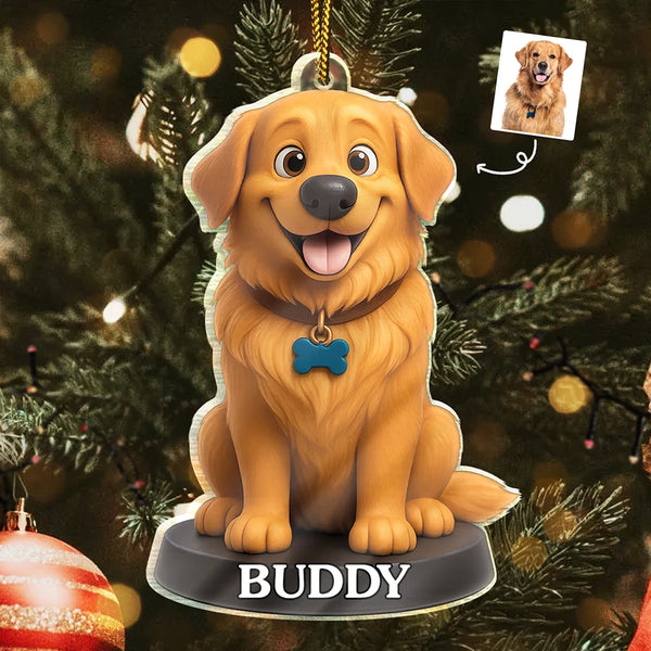 Dog Lovers,Pet Lovers,Cat Lovers,Funny,Christmas - Custom Photo 3D Effect Figure Art Dog Cat Pet - Personalized Custom Shaped Acrylic Ornament