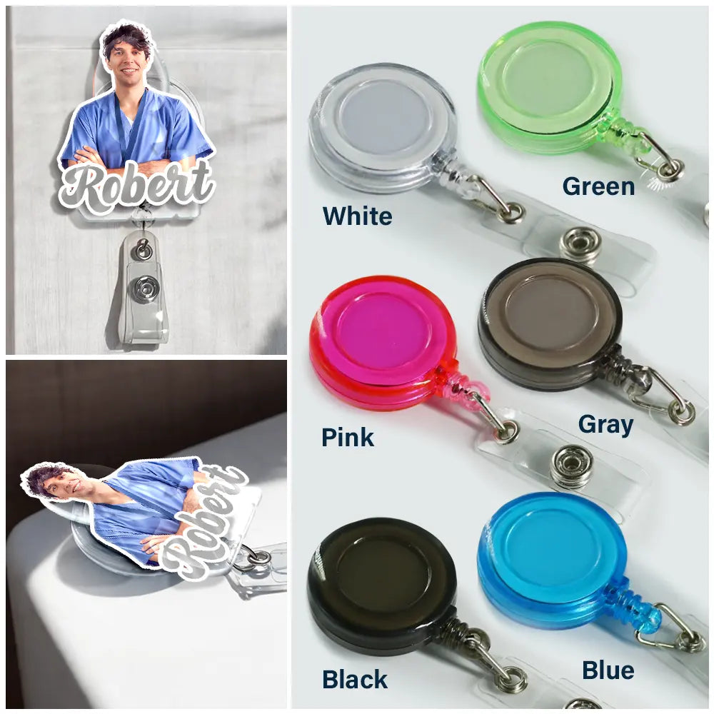 Custom Photo, Nurse, Proud, Remove BG Photo - Custom Photo 3D Effect Nurse Name - Personalized Badge Reel