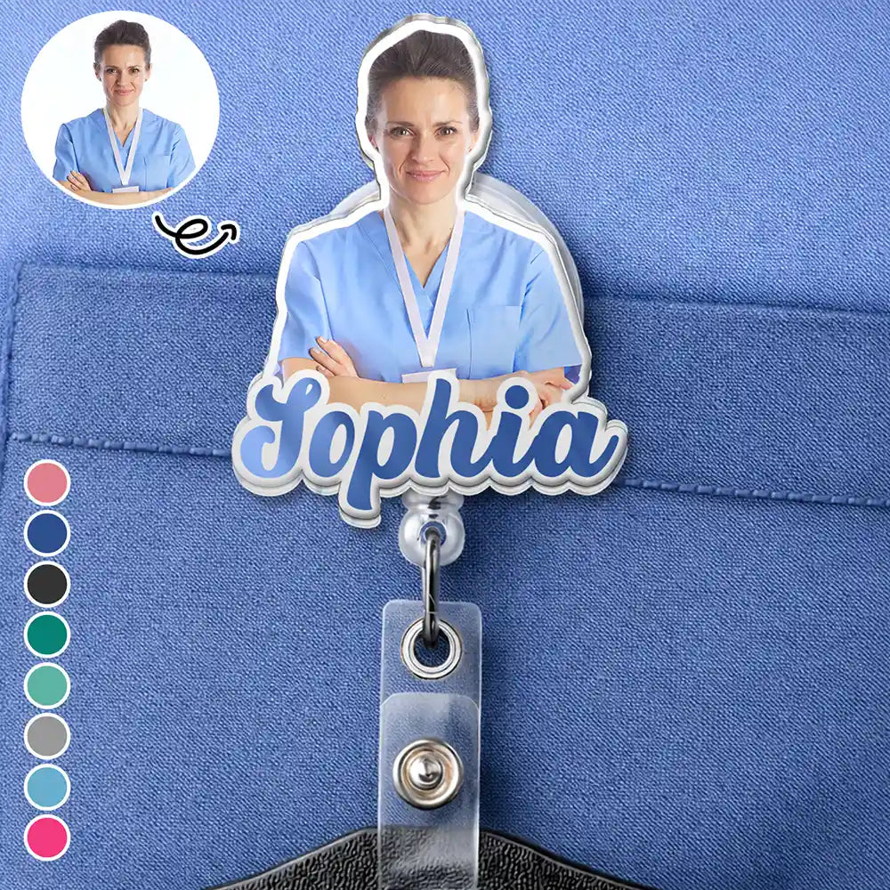 Custom Photo, Nurse, Proud, Remove BG Photo - Custom Photo 3D Effect Nurse Name - Personalized Badge Reel