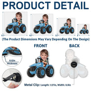 Farm, Gift For Kids, Custom Photo, Happy - Custom Photo 3D Effect Tractor Farmer - Personalized Acrylic Car Vent Clip