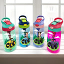 Farm,Gift For Kids,Custom Photo,Happy - Custom Photo 3D Effect Tractor Farmer - Personalized Kids Water Bottle With Straw