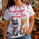 Art Design, Playful, Halloween, Cat Mom, Gift For Mother, Pet Lovers, Photo - Halloween Theme Accessories 3D Cartoon - Custom Photo 3D Halloween Themed Pet Halloween Mommy Daddy Of The Monsters Cats - Personalized Full Print T Shirt