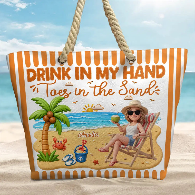 Gift For Yourself, Gift For Women, Custom Photo, Beach, Art Design, Summer, Playful, Photo - Beach Chair 3D Effect - Custom Photo 3D Summer Concept Just A Girl Who Loves Beaches - Personalized Beach Bag
