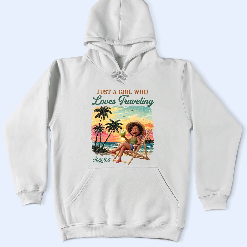 Custom Photo 3D Summer Concept Just A Girl Who Loves Beaches - Personalized T Shirt