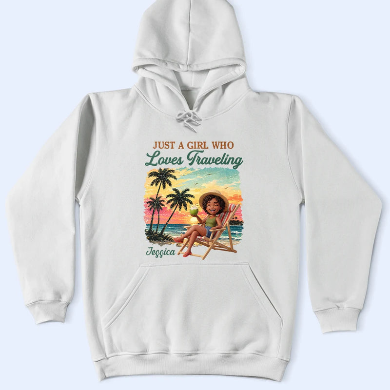 Custom Photo 3D Summer Concept Just A Girl Who Loves Beaches - Personalized T Shirt