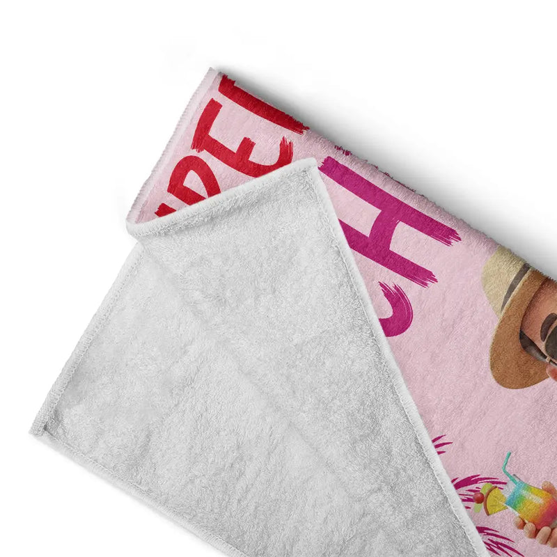 Custom Photo, Beach, Art Design, Summer, Teacher, Humorous, Photo - Beach Chair 3D Effect - Custom Photo 3D Summer Concept Tired Teacher Summer Club - Personalized Beach Towel