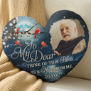 Family, Memorial, Custom Photo, Love - Custom Photo A Hug From Heaven When You Really Miss Me Memorial - Personalized Heart Shaped Pillow