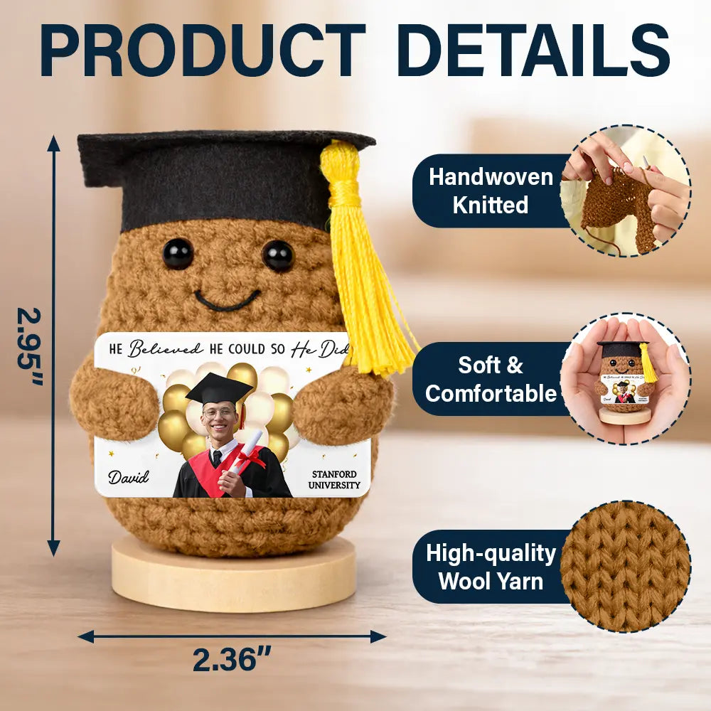 Graduation, Gift For Women, Gift For Men, Gift For Daughter, Gift For Son, Gift For Bestie, Happy, Funny - Custom Photo A Sweet Ending To A New Beginning - Personalized Doll Crochet With Custom Card