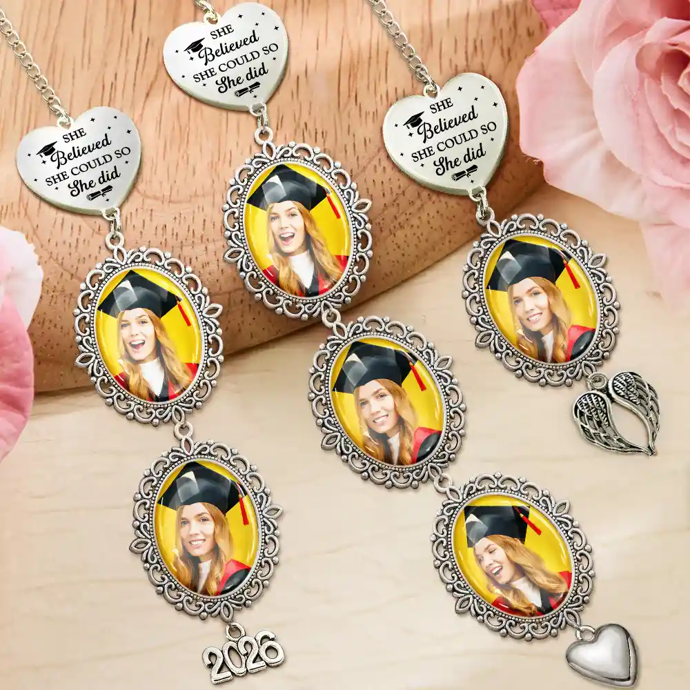 Graduation,Gift For Daughter,Dad - Daughters (Adult),Mom - Daughters (Adult),Happy,Dad - Sons,Gift For Son,Mom - Sons - Custom Photo A Sweet Ending To A New Beginning - Personalized Graduation Tassel Charm