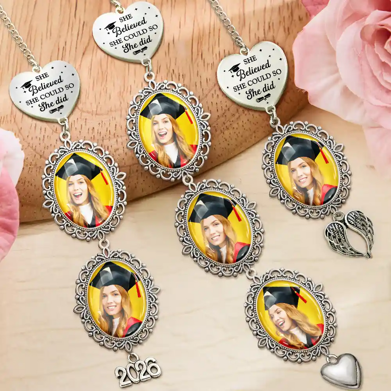 Graduation,Gift For Daughter,Dad - Daughters (Adult),Mom - Daughters (Adult),Happy,Dad - Sons,Gift For Son,Mom - Sons - Custom Photo A Sweet Ending To A New Beginning - Personalized Graduation Tassel Charm