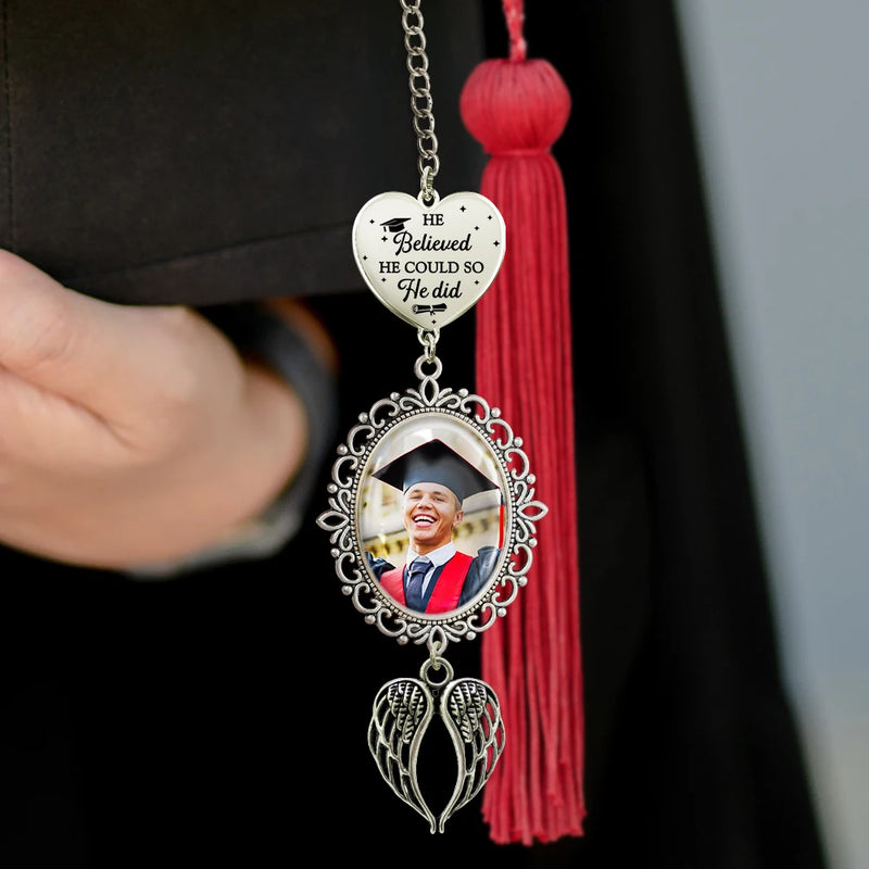 Graduation,Gift For Daughter,Dad - Daughters (Adult),Mom - Daughters (Adult),Happy,Dad - Sons,Gift For Son,Mom - Sons - Custom Photo A Sweet Ending To A New Beginning - Personalized Graduation Tassel Charm