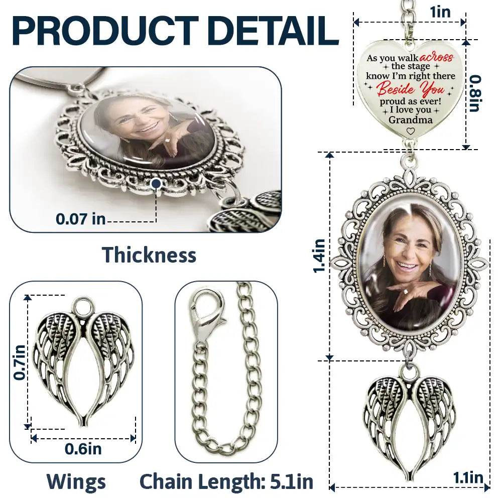 Graduation,Gift For Yourself,Custom Photo,Memorial,Sad - Custom Photo Across The Stage Know I'm Right There - Personalized Graduation Tassel Charm
