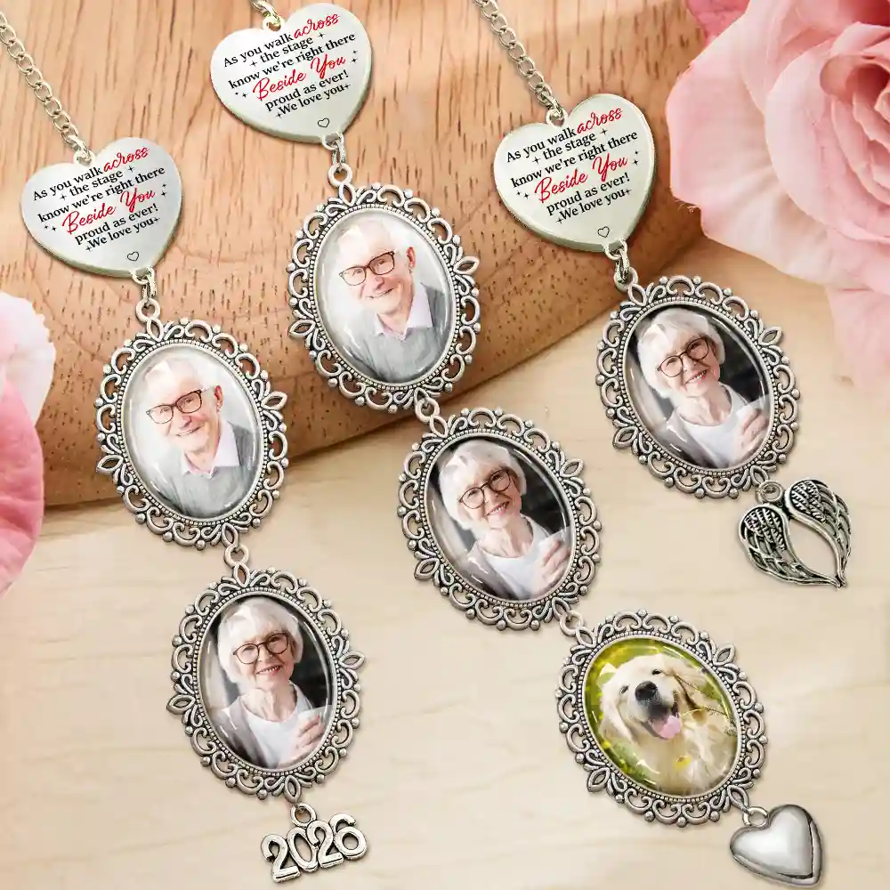 Graduation,Gift For Yourself,Custom Photo,Memorial,Sad - Custom Photo Across The Stage Know I'm Right There - Personalized Graduation Tassel Charm
