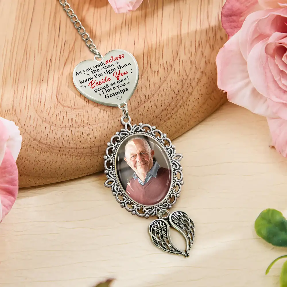 Graduation,Gift For Yourself,Custom Photo,Memorial,Sad - Custom Photo Across The Stage Know I'm Right There - Personalized Graduation Tassel Charm
