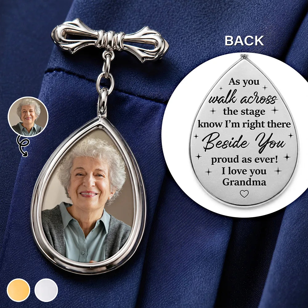 Custom Photo Across The Stage Know I'm Right There - Personalized Teardrop Pin