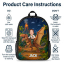 Top Market, Adorable, Back To School, Custom Photo, Gift For Kids, Cut-Face Photo - Custom Photo Adorable Kid Riding Dinosaur Flamingo Unicorn - Personalized Kids Backpack