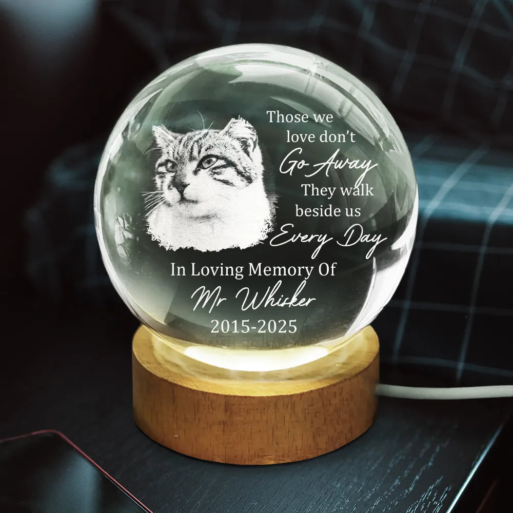 Memorial,Family,Parents,Gift For Grandparents,Sad - Custom Photo Always And Forever In Our Hearts - Personalized Crystal Globe Lamp