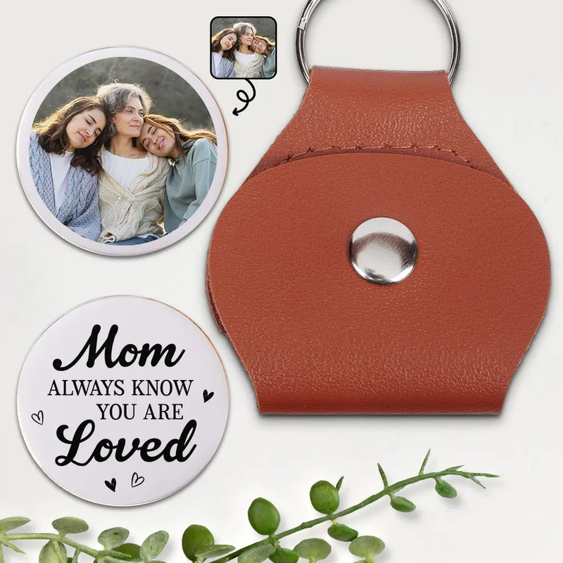 Family,Gift For Women,Gift For Men,Gift For Mother,Gift For Father,Gift For Grandpa,Gift For Grandma,Gift For Daughter,Gift For Son,Gift For Grandkids,Happy - Custom Photo Always Know You Are Loved - Personalized Leather Pocket Hug