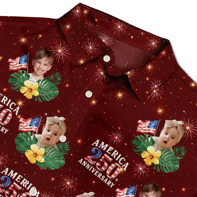 America 250th,Custom Photo,Independence Day,Summer,Pet Lovers,Playful,Remove BG Photo - Custom Photo America 250 Anniversary Dog Cat Pet - Personalized Hawaiian Shirt