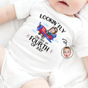 Gift For Kids,Gift For Grandkids,New baby,America 250th,Photo,Playful - Custom Photo America 250 Lookin' Fly Baby - Personalized Baby Onesie