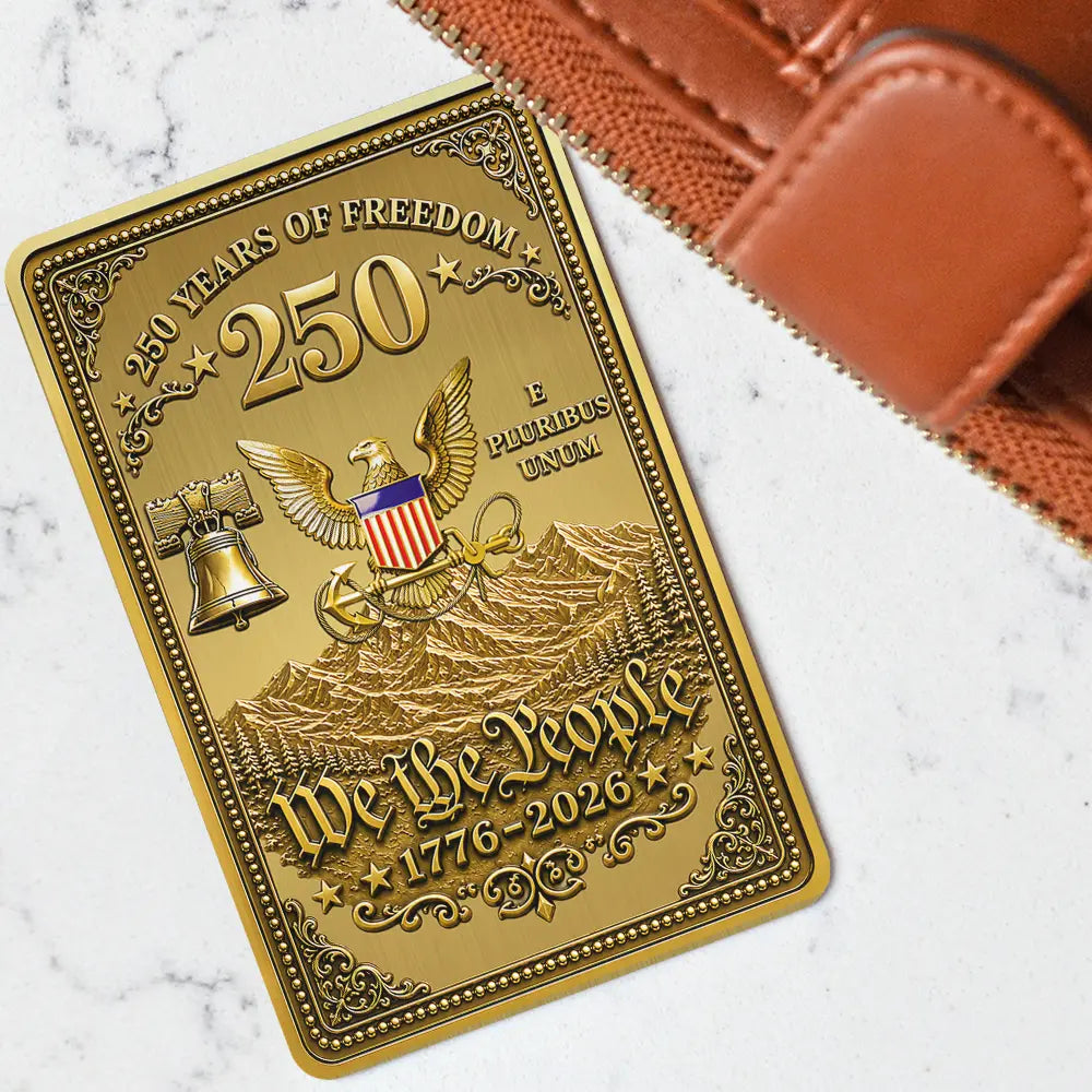 America 250th, Custom Photo, Independence Day, Family, Proud, Remove BG Photo - Custom Photo American Hero 250 Years Of Freedom - Personalized Aluminum Wallet Card