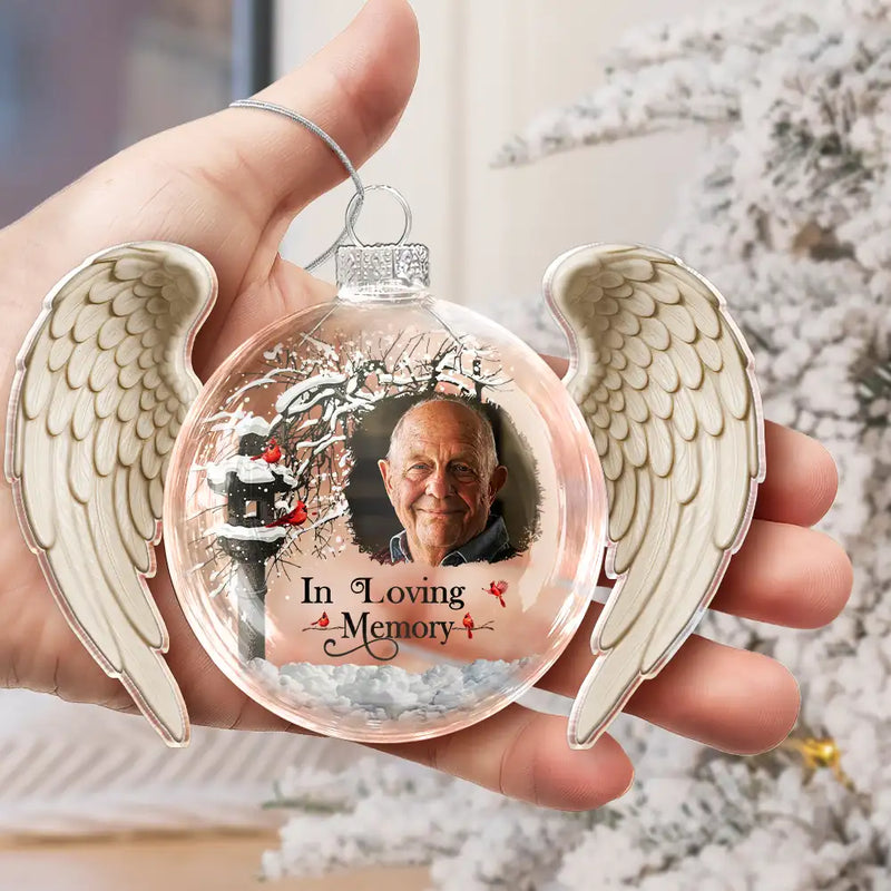Memorial,Custom Photo,Sad,Christmas - Custom Photo Angel Wings Memorial I Am Always With You - Personalized Custom Shaped Glass Ornament