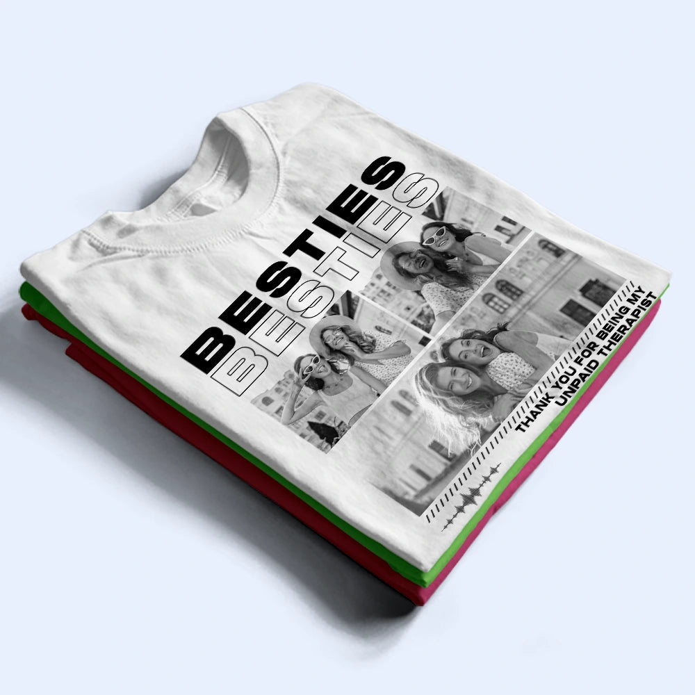 Gift For Bestie, Gift For Sisters, Custom Photo, Happy - Custom Photo B&W Besties Sisters Partners In Crime - Personalized T Shirt