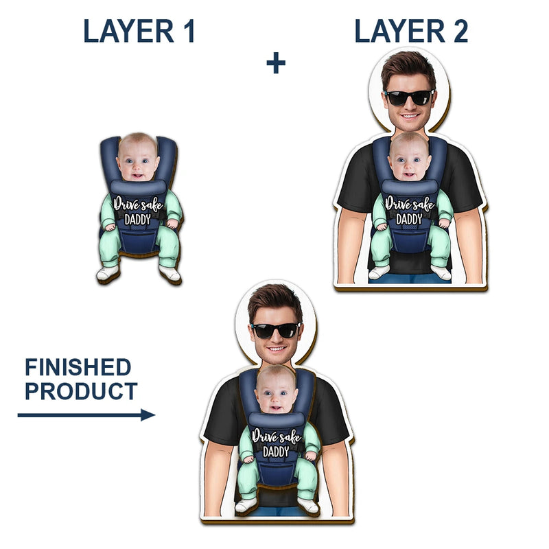 Gift For Husband,Gift For Yourself,Gift For Men,Parents,Gift For Grandpa,Gift For Father,New Dad,New baby,Happy - Custom Photo Babywearing Dad Drive Safe - Personalized Custom Shaped Car Visor Clip