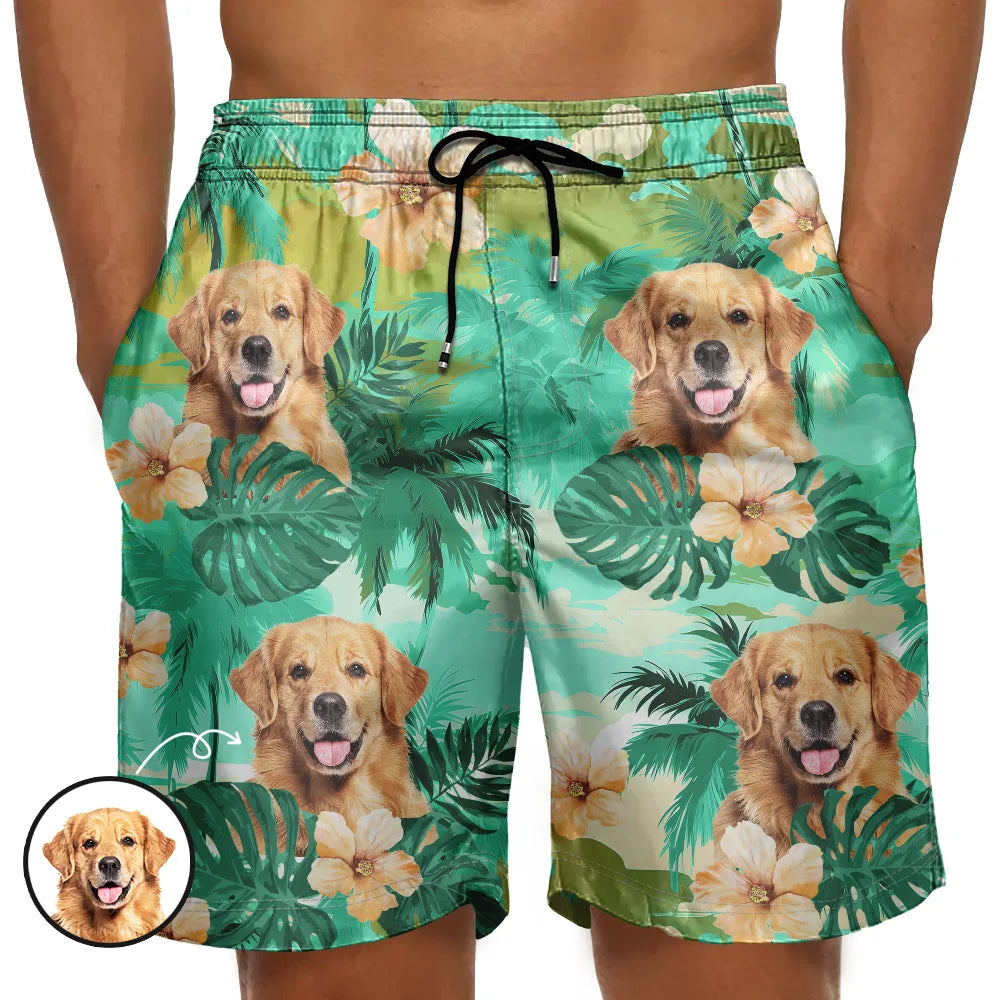Custom Photo Beach Summer Tropical Fun Face Vacation Vibe - Personalized Unisex Beach Shorts