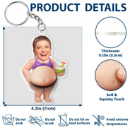 Gift For Father,Custom Photo,Summer,Humorous,Cut-Face Photo - Custom Photo Belly Out For Summer - Personalized Squishy Acrylic Keychain