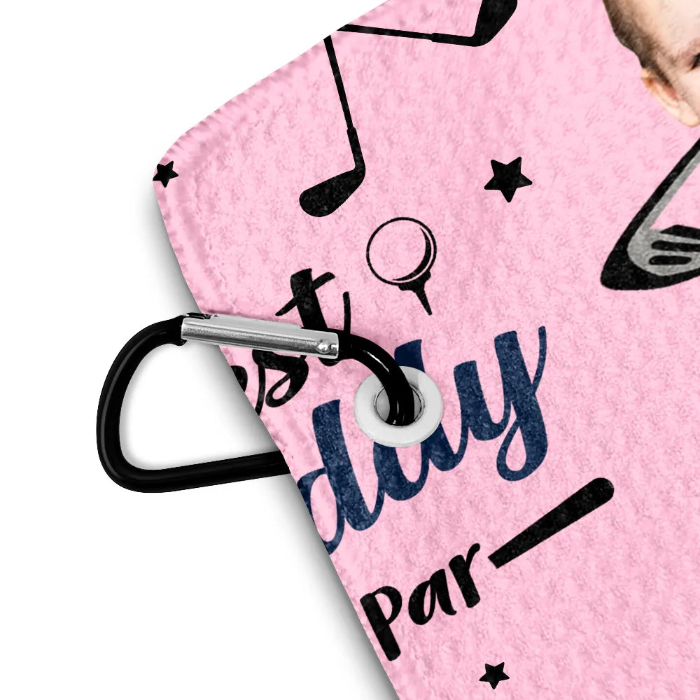 Happy, Sport Dad, Golf, Gift For Father, Gift For Men, Gift For Grandpa, Gift For Husband - Custom Photo Best Dad By Par - Personalized Golf Towel
