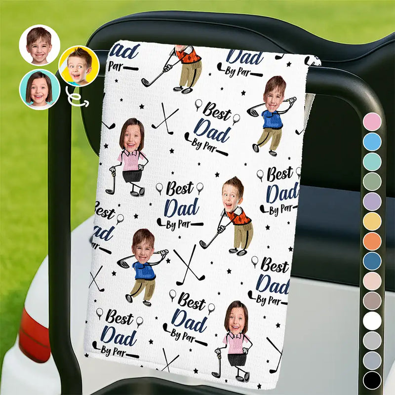 Happy, Sport Dad, Golf, Gift For Father, Gift For Men, Gift For Grandpa, Gift For Husband - Custom Photo Best Dad By Par - Personalized Golf Towel