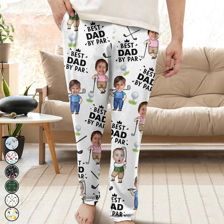 Custom Photo Best Dad By Par Funny Kid - Personalized Pajama Pants