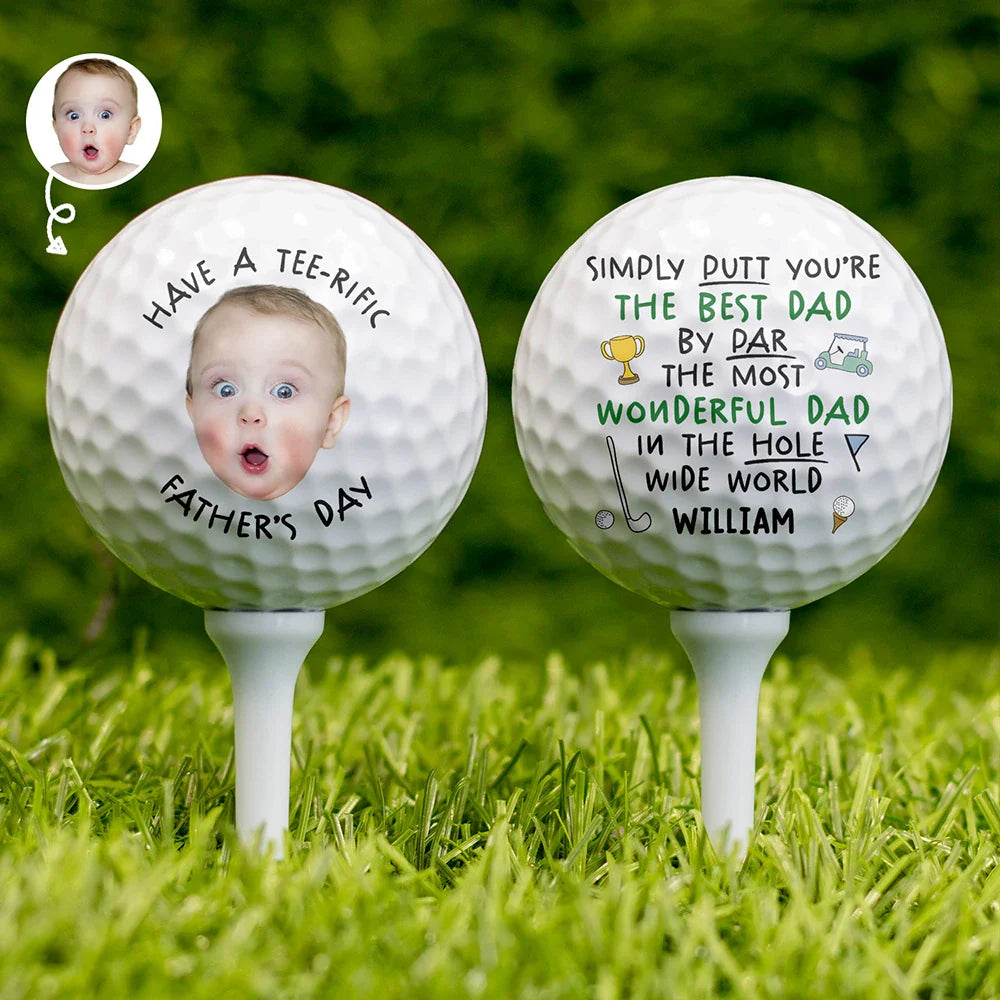 Gift For Father,Sport Dad,Golf - Custom Photo Best Dad By Par In The Hole Wide World - Personalized Golf Ball