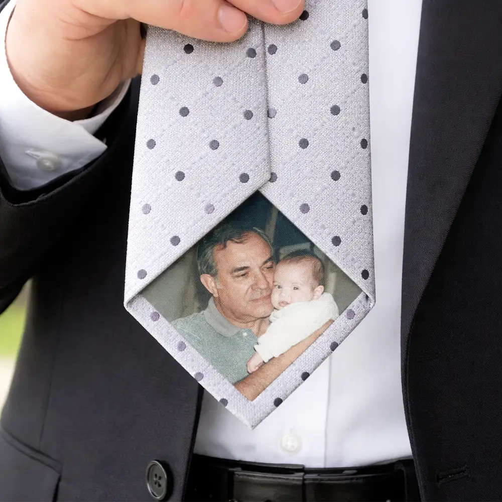 Gift For Husband,Gift For Yourself,Gift For Men,Gift For Father,New Dad,Gift For Grandpa - Custom Photo Best Dad Ever - Personalized Fabric Tie Patch