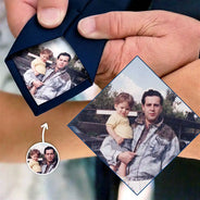 Gift For Husband,Gift For Yourself,Gift For Men,Gift For Father,New Dad,Gift For Grandpa - Custom Photo Best Dad Ever - Personalized Fabric Tie Patch