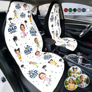 Gift For Father,Gift For Grandpa,Funny - Custom Photo Best Dad Grandpa Ever - Personalized Car Seat Cover