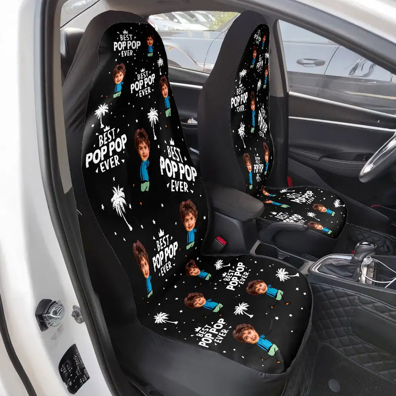 Gift For Father,Gift For Grandpa,Funny - Custom Photo Best Dad Grandpa Ever - Personalized Car Seat Cover