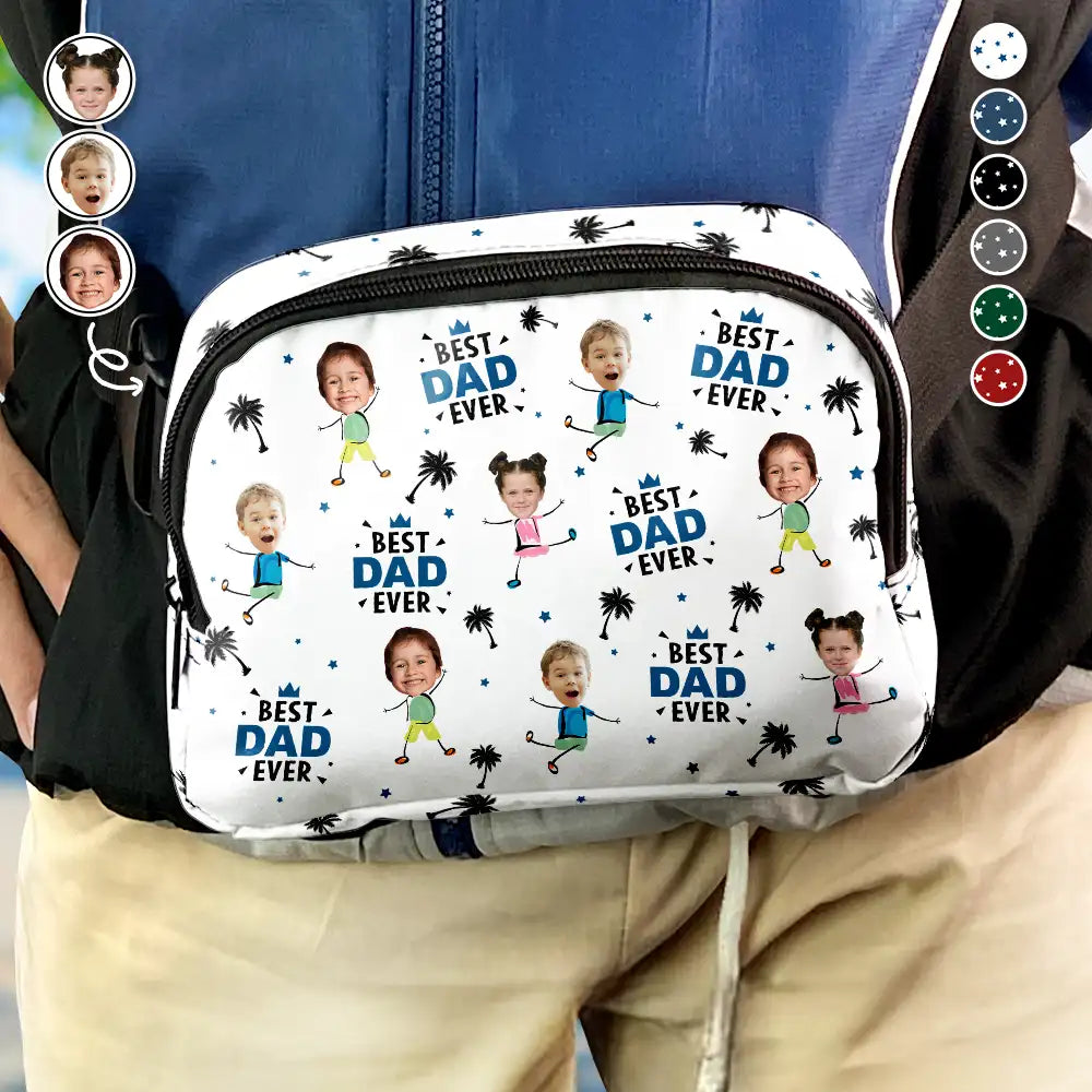 Custom Photo Best Dad Grandpa Ever - Personalized Crossbody Belt Bag