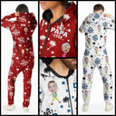 Gift For Grandpa,Gift For Father,Happy,Custom Photo - Custom Photo Best Dad Grandpa Ever - Personalized Overall Onesie Hooded Jumpsuit