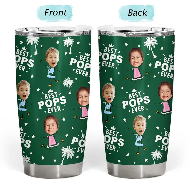 Gift For Father, Gift For Grandpa, Custom Photo, Happy - Custom Photo Best Dad Grandpa Ever - Personalized Tumbler