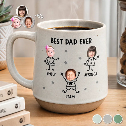 Custom Photo Best Dad Grandpa Ever Kids Face - Personalized Conical Mug