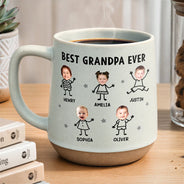 Gift For Father,Custom Photo,Adorable,Cut-Face Photo,Icon - Custom Photo Best Dad Grandpa Ever Kids Face - Personalized Conical Mug