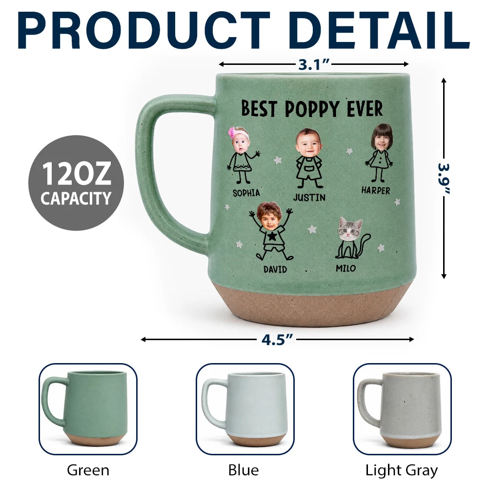 Gift For Father,Custom Photo,Adorable,Cut-Face Photo,Icon - Custom Photo Best Dad Grandpa Ever Kids Face - Personalized Conical Mug