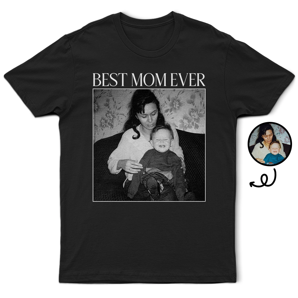 Gift For Father,Gift For Mother,Custom Photo,Love - Custom Photo Best Dad Mom Ever Vintage - Personalized T Shirt