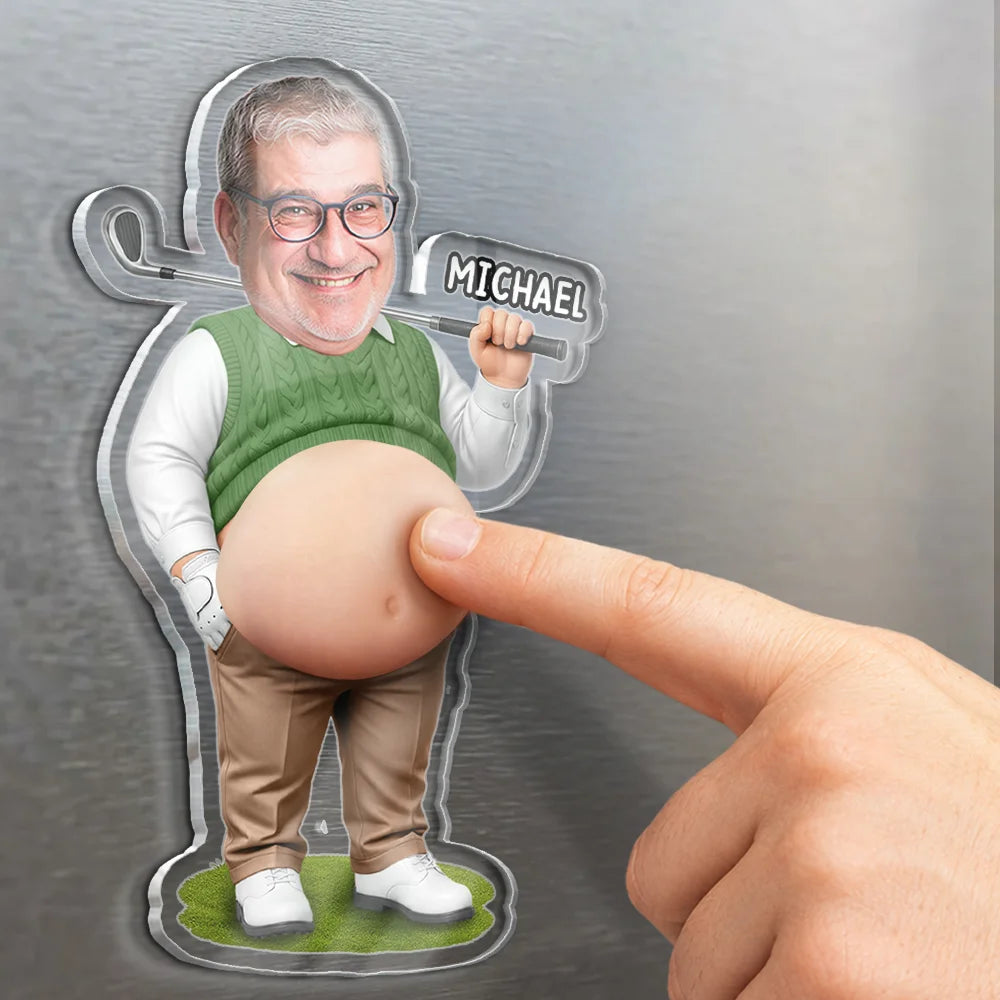 Gift For Father,Custom Photo,Golf,Humorous,Cut-Face Photo - Custom Photo Best Dad Papa By Par - Personalized Squishy Acrylic Fridge Magnet