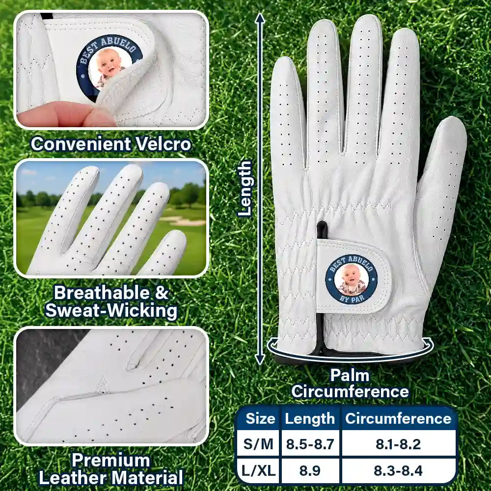 Gift For Father, Custom Photo, Golf, Playful, Upload Full Photo - Custom Photo Best Daddy By Par - Personalized Golf Glove